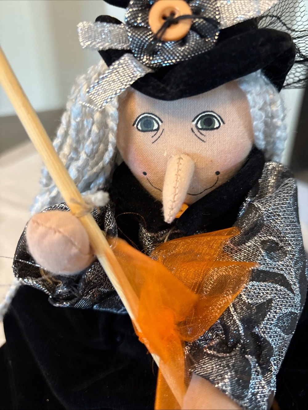 Vintage Halloween Fabric Witch Shelf Sitter - Picture 2 of 9